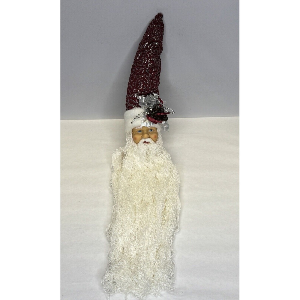 Vintage Santa Claus Father Christmas Head Plastic Face Yarn Beard Decorations